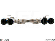 Premium exhaust system for BMW F87 M2 models, featuring dual tips and high-quality stainless steel construction.