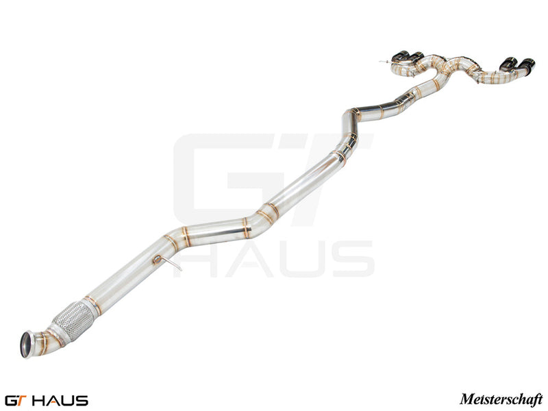 Premium performance exhaust system for BMW F87 M2, M2 Competition, and M2 CS Coupe, featuring stainless steel construction.