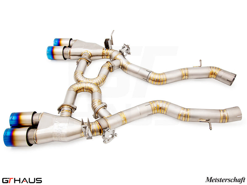 Premium performance exhaust system for BMW F87 M2 models, featuring stainless steel construction and electronic valve control.