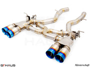 Premium exhaust system for BMW F87 M2 models, featuring stainless steel construction and dual tips for enhanced performance.