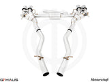 Premium exhaust system for BMW F90 M5/M5 Competition, featuring dual tips and high-performance design.