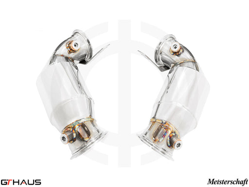 High-performance down pipes for BMW F91/92 M8 and M8 Competition, featuring 90mm piping and 400 CEL sport cats.