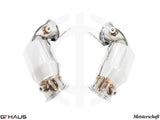 BMW F93 M8 / M8 Competition 2020+ down pipes with 400 CEL sport cats and 90mm piping for enhanced performance.