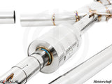 Premium exhaust system for BMW F93 M8/M8 Competition GranCoupe, featuring polished stainless steel and advanced valve control.