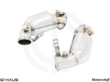 Premium down pipes for BMW F95 X5M LCI 2024+, featuring 400 CEL sport cats and 90mm piping for enhanced performance.