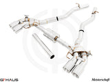 Premium performance exhaust system for BMW F96 X6M/X6M Comp, featuring stainless steel construction and electronic valve control.
