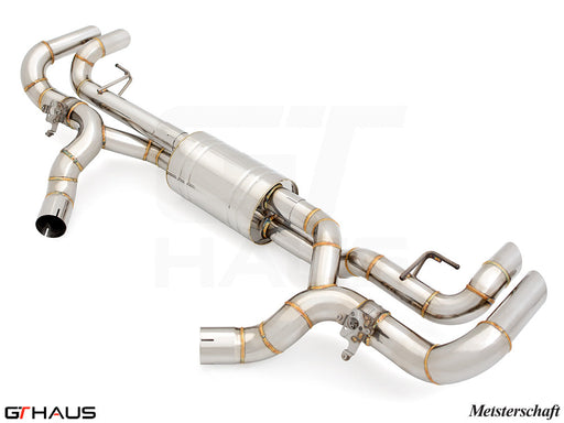 Premium stainless steel exhaust system for BMW G05 X5 LCI SAV 60ix V8, featuring Meisterschaft craftsmanship and design.