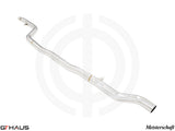 BMW G11/G12 7 Series 2019+ full cat-back LSR mid resonator delete pipes for 740 model, featuring polished stainless steel.