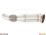 High-performance down pipes for BMW G20 3 Series 340i/xi/M340i with OBD2 and 400 CEL sport cats, designed for enhanced exhaust flow.