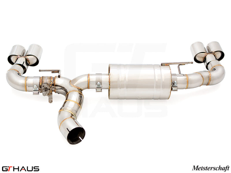 Premium exhaust system for BMW G20 3 Series 320i/330i/xi LCI I-4, featuring stainless steel construction and dual tips.