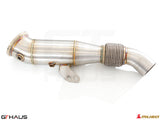 BMW G20 3 Series 340i/xi/M340i LCI 2023+ down pipe with OBD2 and 400 CEL sport cats, featuring stainless steel construction.