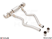 Premium Meisterschaft exhaust system for BMW G20 340i/xi/M340i LCI I-6, featuring stainless steel construction and performance design.