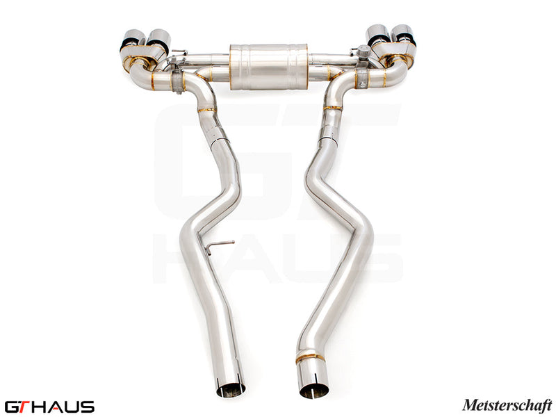 Premium exhaust system for BMW G22/G23 4 Series 440i/xi/M440i, featuring stainless steel construction and dual tips.