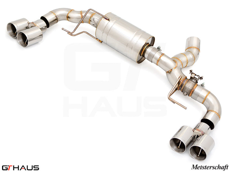 Premium exhaust system for BMW G26 4 Series Gran Coupe 420i/430i/xi I-4, featuring stainless steel construction and dual tips.