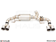 Premium exhaust system for BMW G26 4 Series Gran Coupe 420i/430i/xi I-4, featuring stainless steel construction and quad tips.