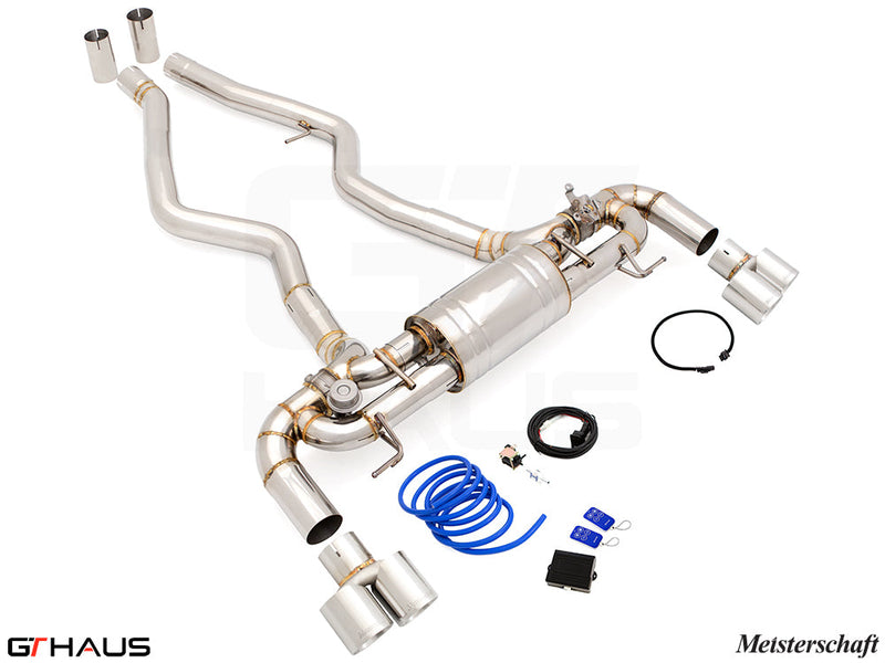 Premium exhaust system for BMW G26 4 Series Gran Coupe 440i/xi/M440i, featuring stainless steel construction and electronic valve control.