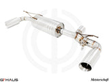 Premium performance exhaust system for BMW G30/G31 5 Series 520i/530i/xi I-4, featuring stainless steel construction and electronic valve control.
