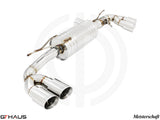 Premium performance exhaust system for BMW G30/G31 540i/xi I-6 (B58) featuring stainless steel construction and dual tips.