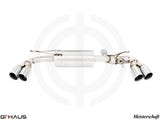 Premium Meisterschaft exhaust system for BMW G30/G31 540i/xi I-6 (B58) 2016-2020, featuring polished stainless steel finish.