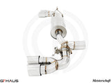 Premium Meisterschaft exhaust system for BMW G30/G31 540i/xi I-6 (B58) 2016-2020, featuring polished stainless steel design.