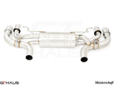 Premium performance exhaust system for BMW G30/G31 5 Series 550i/xi Bi-turbo V8, featuring polished stainless steel construction.