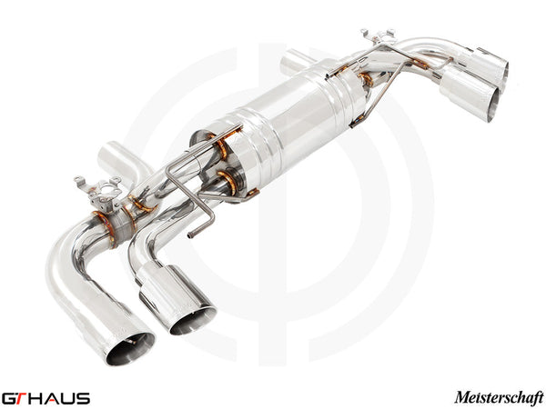 Premium performance exhaust system for BMW G30/G31 5 Series 550i/xi Bi-turbo V8, featuring stainless steel construction.