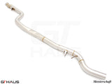 BMW G42 2 Series 220i/230i/xi I-4 2023+ Cat-Back LSR Mid Resonator Delete Pipe showcasing polished stainless steel construction.