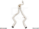 Cat-back LSR mid resonator delete pipe for BMW G42 240i/xi/M240i 2023+, designed for enhanced exhaust performance.