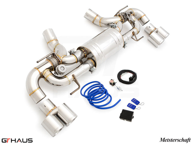 Premium exhaust system for BMW G42 2 Series 240i/xi/M240i, featuring stainless steel construction and electronic valve control.