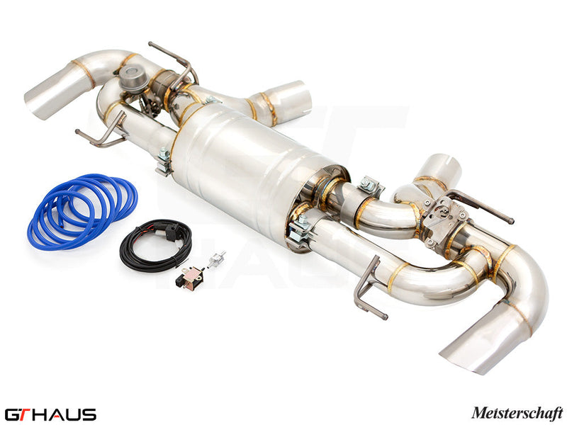 Premium Meisterschaft exhaust system for BMW G42 2 Series 240i/xi/M240i, featuring stainless steel construction and electronic valve control.