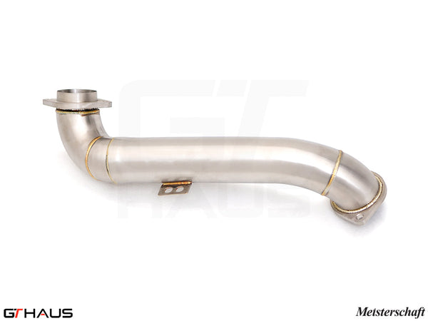 Premium stainless steel front crossover pipe for BMW G80/82/83 models, enhancing performance and exhaust flow.
