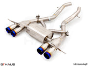 Premium exhaust system for BMW G80/82/83 M3/M4, featuring stainless steel construction and quad tips for enhanced performance.