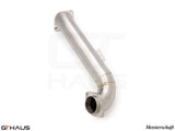 Premium stainless steel front cross pipe for BMW G87 M2/M2 Competition 2023+, enhancing exhaust flow and performance.