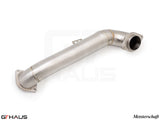Premium stainless steel front cross pipe for BMW G87 M2/M2 Competition, enhancing exhaust flow and performance.