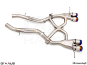Premium exhaust system for BMW G87 M2/M2 Competition, featuring stainless steel construction and dual tips for enhanced performance.