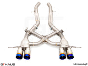 Premium exhaust system for BMW G87 M2/M2 Competition, featuring dual tips and high-performance stainless steel construction.