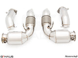 Premium down pipes for BMW G90 M5 Sedan and G99 M5 Wagon 2024+, featuring 400 CEL sport cats for enhanced performance.