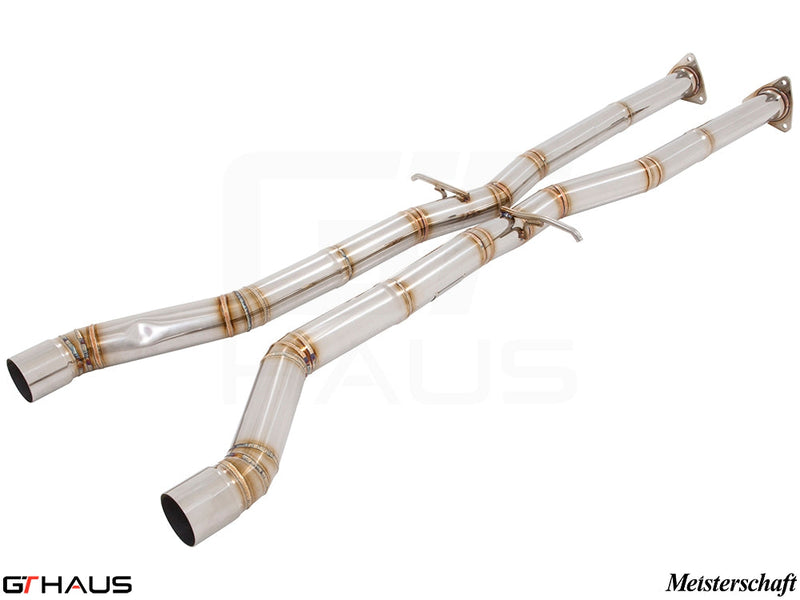 Bentley Continental GT 2011 cat-back mid pipe, featuring polished stainless steel construction and precision welds.