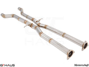 Bentley Continental GT 2011 cat-back mid pipe, featuring polished stainless steel construction for enhanced performance.