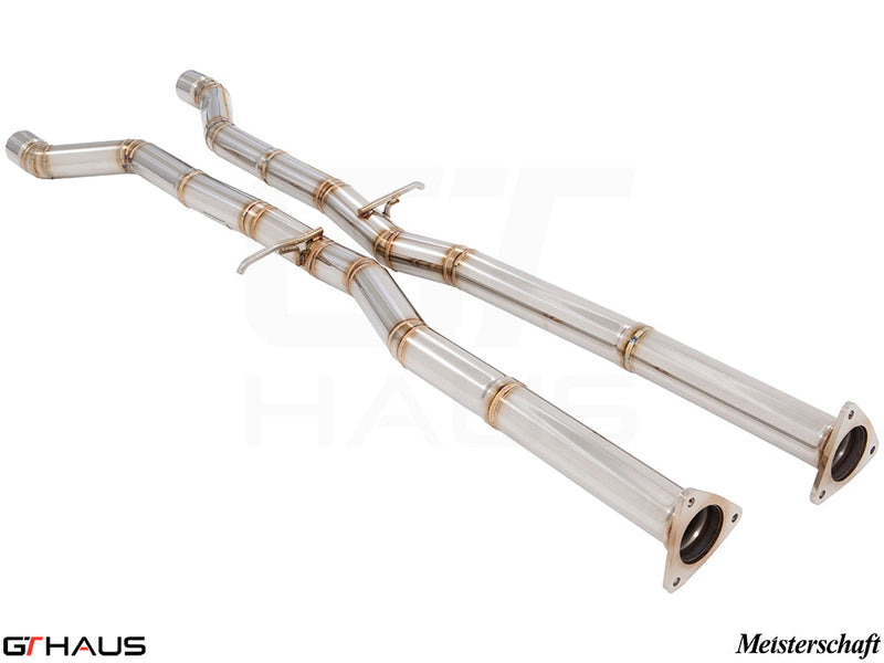 Bentley Continental GT 2011 cat-back mid pipe, featuring polished stainless steel construction for enhanced performance.
