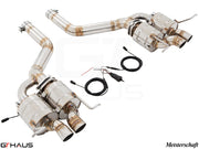 Premium Meisterschaft exhaust system for Bentley Continental GT, featuring polished stainless steel and electronic valve control.