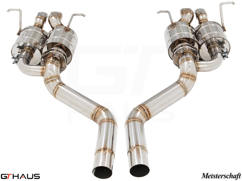 Premium exhaust system for Bentley Continental GT Speed V8/W12, featuring Meisterschaft's electronic valve control.