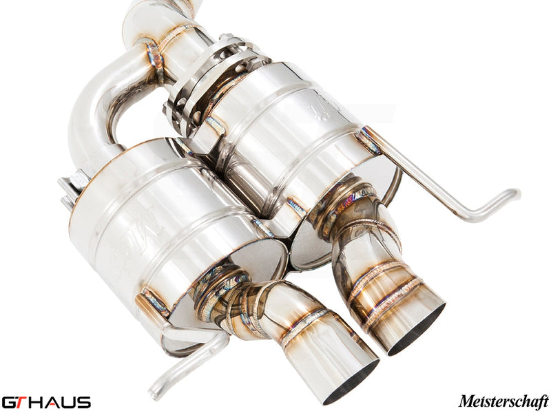 Premium performance exhaust system for Bentley Continental GT Speed V8/W12, featuring polished stainless steel construction.