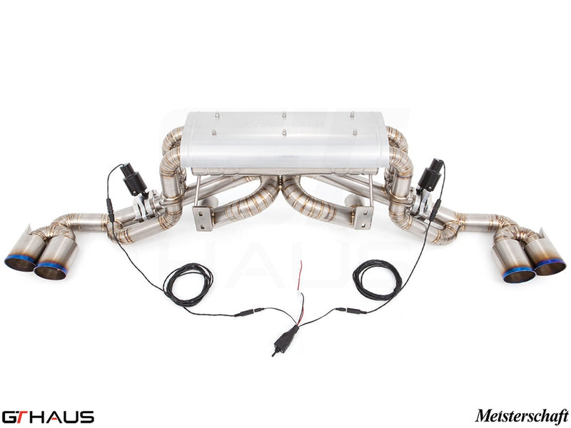 Premium exhaust system for Ferrari F430 Coupe/Spider, featuring stainless steel construction and electronic valve control.