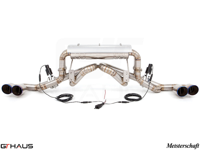 Premium exhaust system for Ferrari F430 Coupe and Spider, featuring stainless steel construction and electronic valve control.
