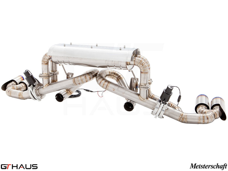 Premium performance exhaust system for Ferrari F430 Coupe/Spider, featuring stainless steel construction and electronic valve control.