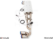 Meisterschaft exhaust system for Ferrari F430 Coupe/Spider, featuring stainless steel construction and electronic valve control.