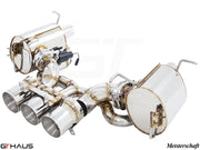 Premium exhaust system for Ferrari F458 V8 Coupe/Spider, featuring stainless steel construction and electronic valve control.