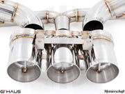 Premium Meisterschaft exhaust system for Ferrari F458 V8 Coupe/Spider, featuring polished stainless steel and precision craftsmanship.
