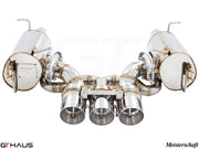 Premium Meisterschaft exhaust system for Ferrari F458 V8 Coupe/Spider, featuring stainless steel construction and electronic valve control.